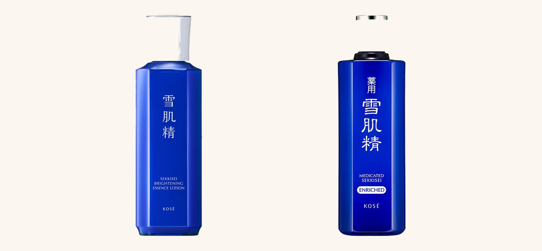薬用雪肌精（さっぱり）と薬用雪肌精エンリッチ（しっとり）のボトルを並べた比較画像