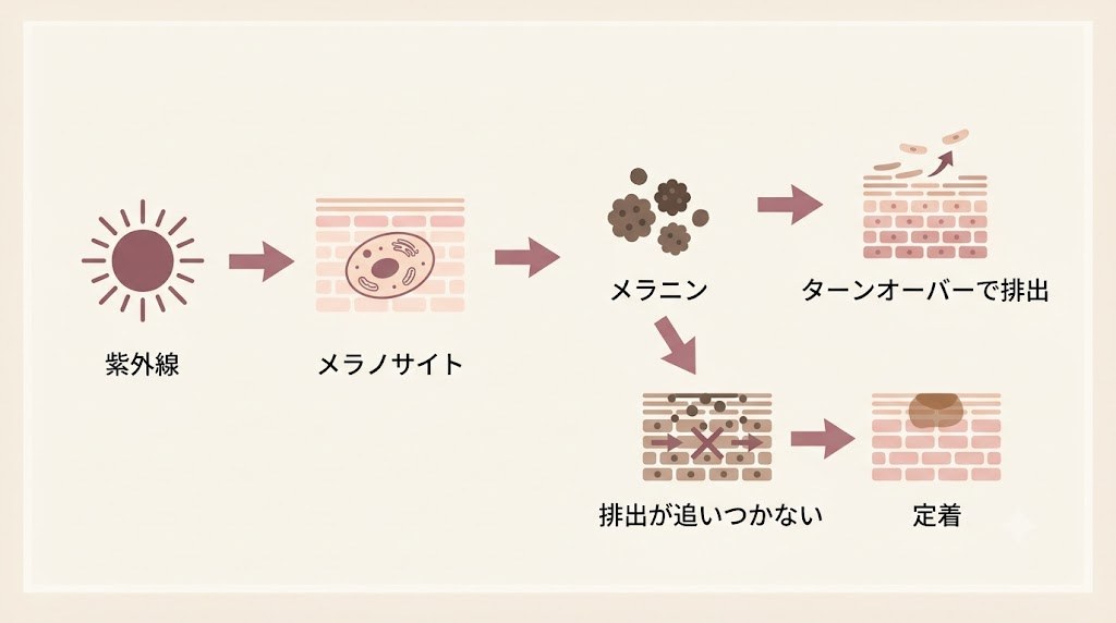 シミができる仕組みをあらわすフロー図解